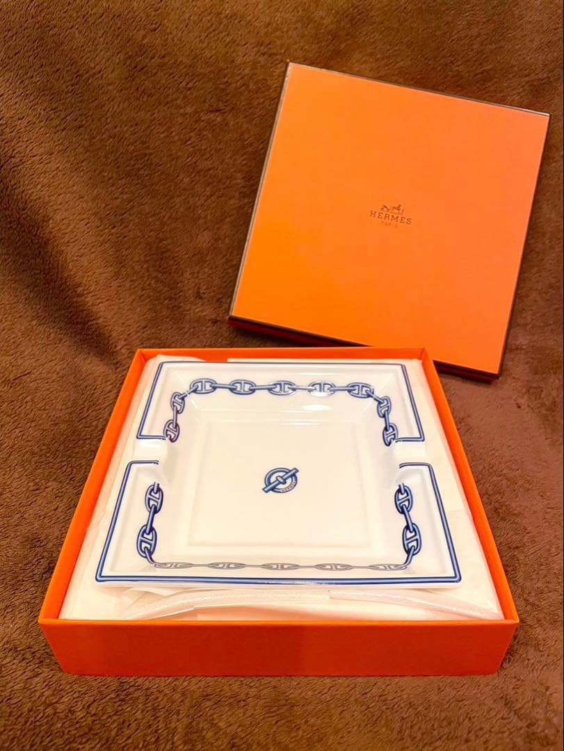 HERMES エルメス 灰皿 アッシュトレイ　シェーヌダンクルチェーンスクエア