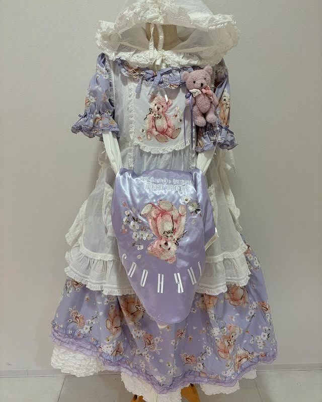 タグ付♥桜Teddy刺繍使いサテンブルゾンパープルPINKHOUSEピンクハウス