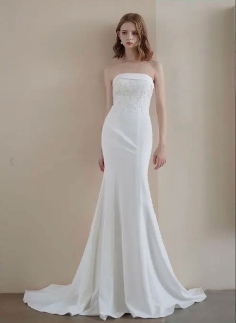 ベアトップ ウェディングドレス 結婚式 マーメイド