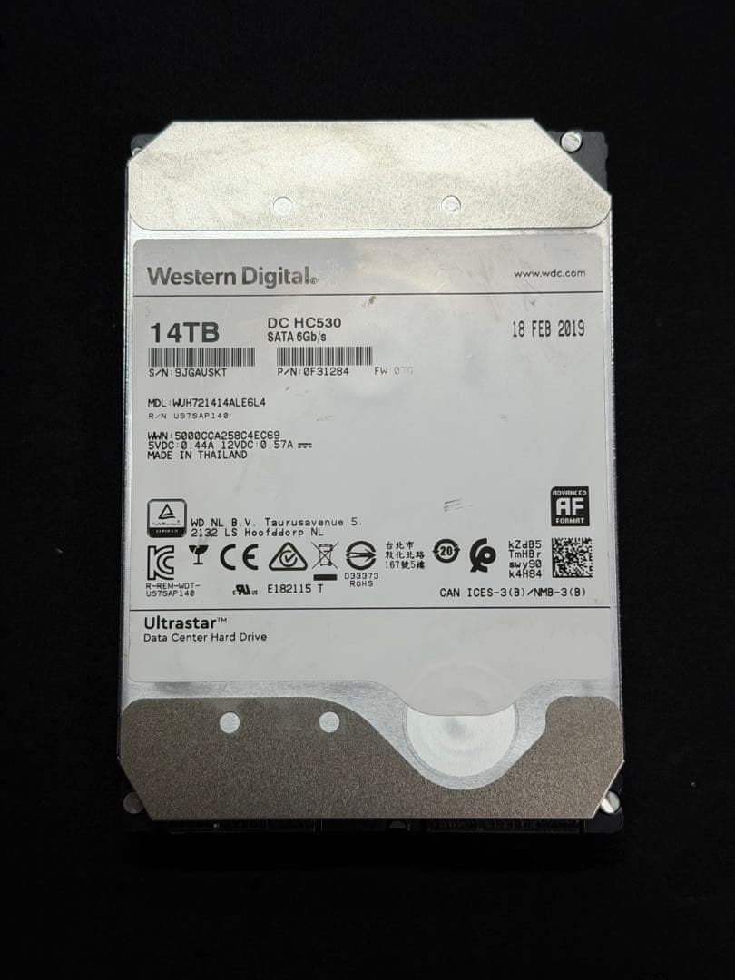 【ジャンク】Western Digital 14TB DC HCG30 HDD