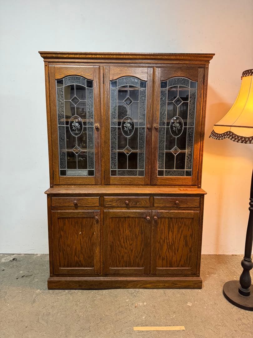 三越家具 三越ブルージュ オーク材 ガラスキャビネットカントリーハウス 食器棚