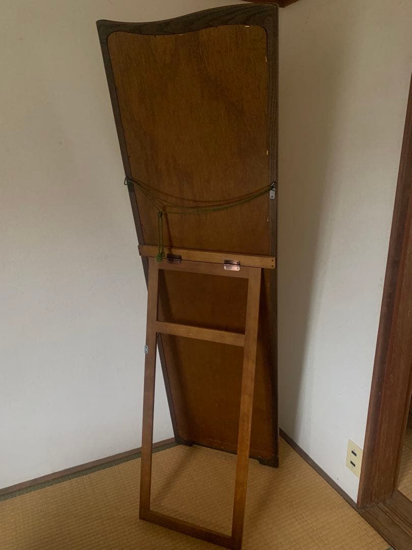 姿見鏡　アンティーク　鏡　ミラー　スタンド鏡　木製