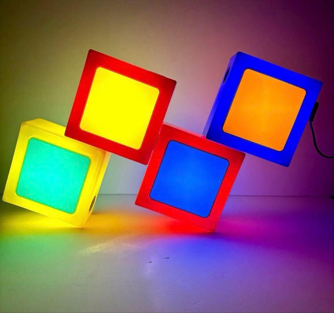 スペースエイジ レトロポップ 照明 カラフルライト 四角形 4個セット
