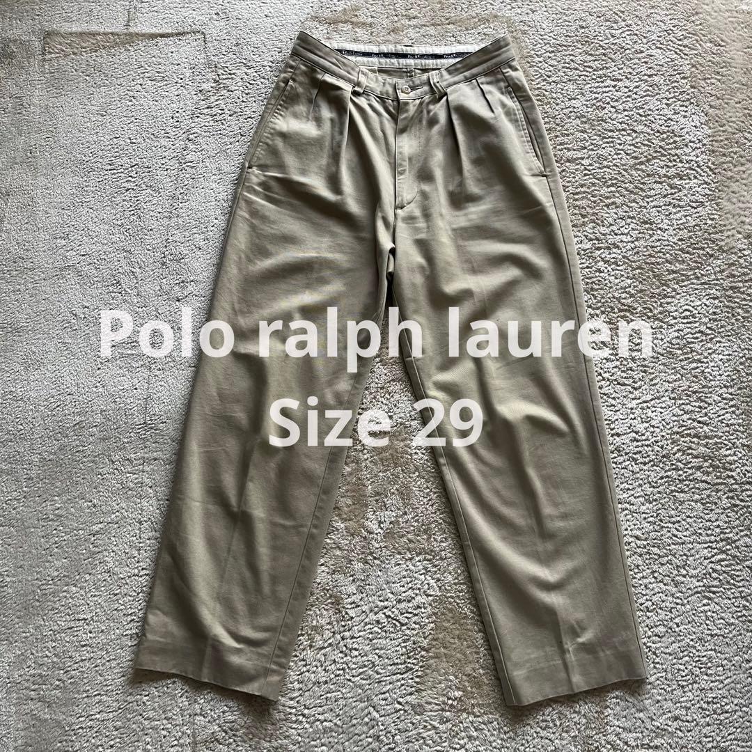 90s Polo ralph lauren チノ　2タック　プリーツ　ベージュ