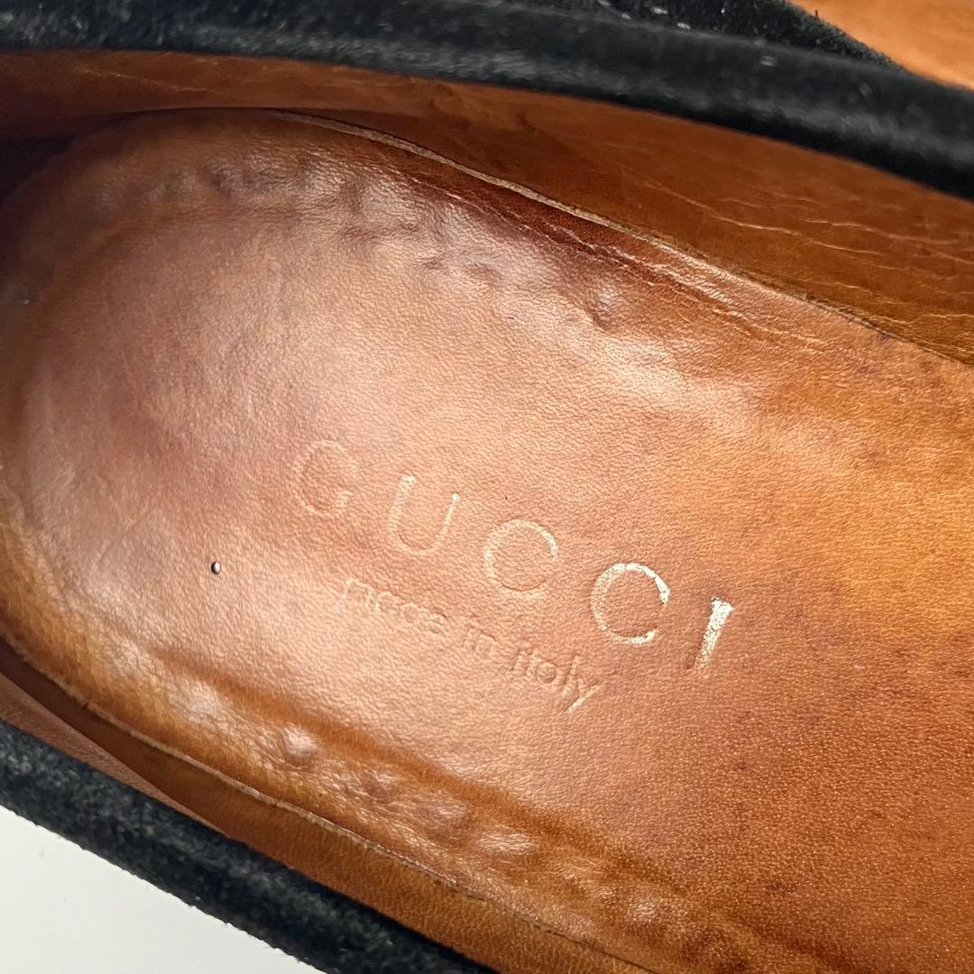 【美品】GUCCI ラグソール　スクエアトゥ　ホースビットローファー　22.5黒