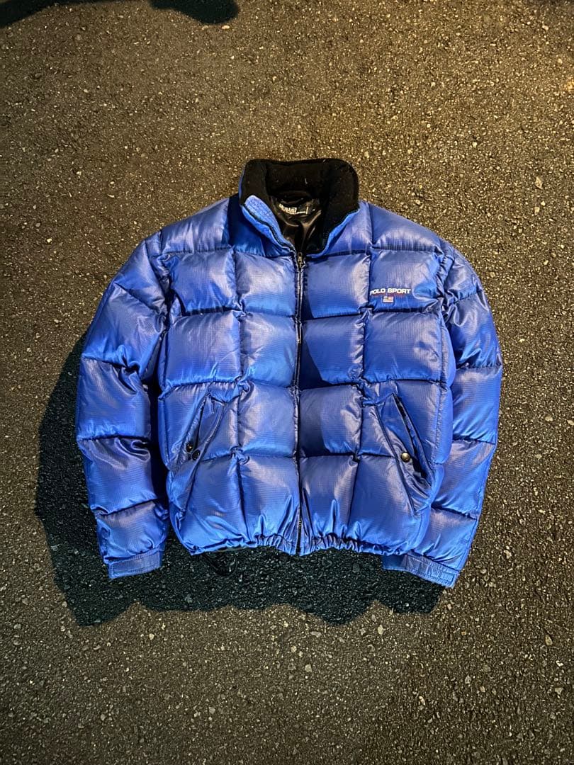 90s polo ralph lauren polo sport ダウン　青