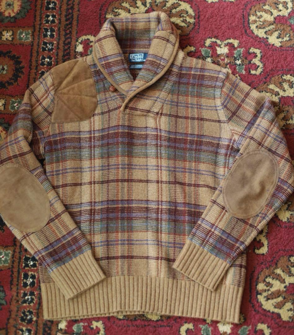 h*a様 ラルフローレン　ニット　セーター　ショールカラー　エルボーパッチ