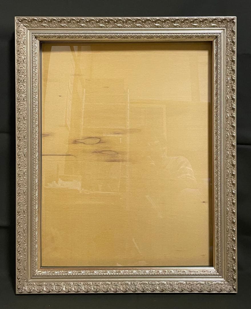 油彩額縁 P15 オーダー額縁 シルバー装飾 アンティーク調　木製