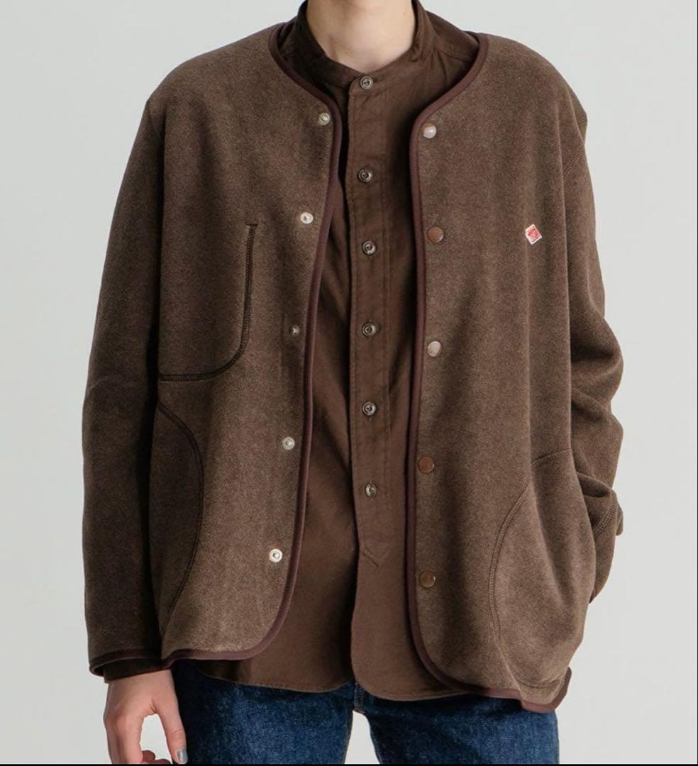 【美品】DANTON（ダントン） ノーカラーフリースジャケット　カーディガン