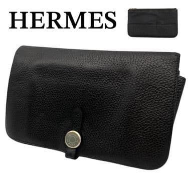 美品 HERMES エルメス ドゴン ▢L刻印 ケース付 ブラック