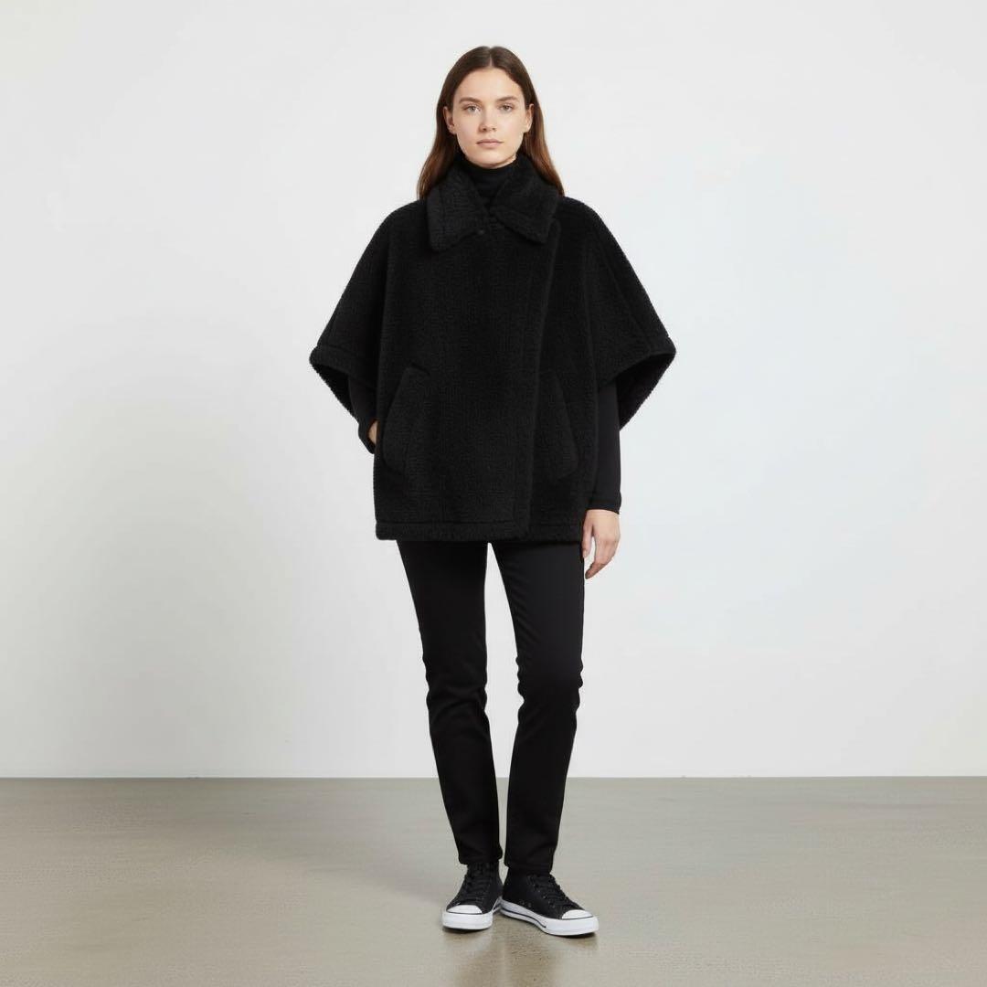 【新品鑑定付】MAX MARA TEBE テディベア ケープ ブラック