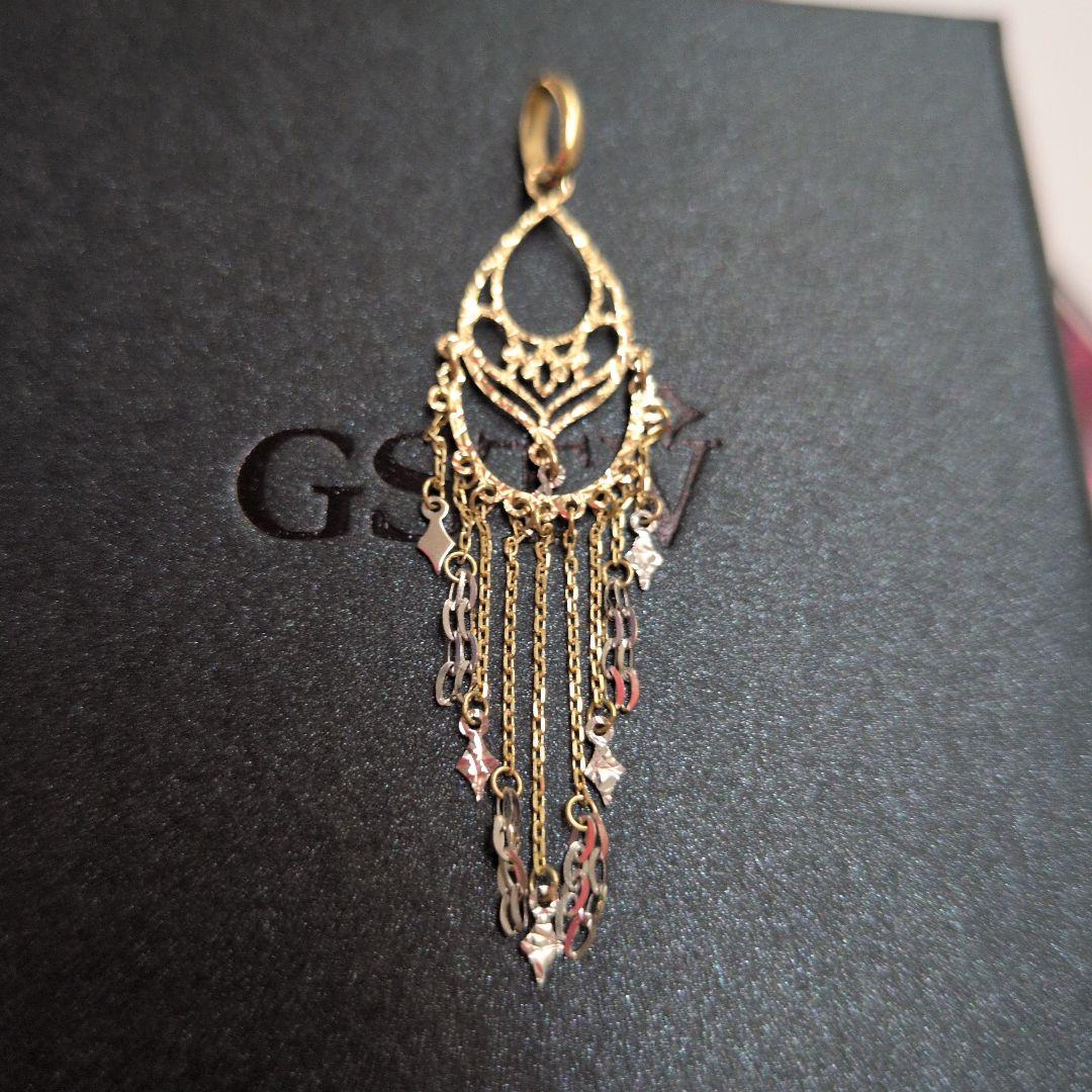 *最終価格*GSTV K18YG/WG 2カラーフリンジ ペンダントトップ