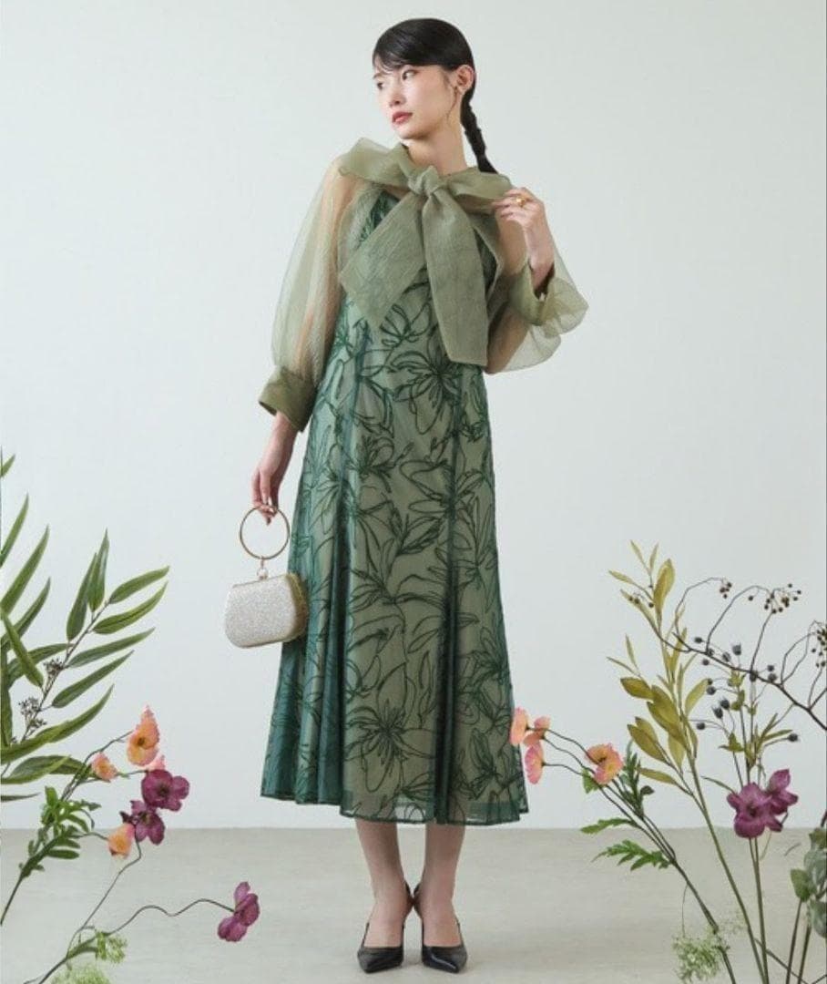 美品 カナ ボウタイ リボン ボレロ ワンピース L 結婚式 大きい ゆったり