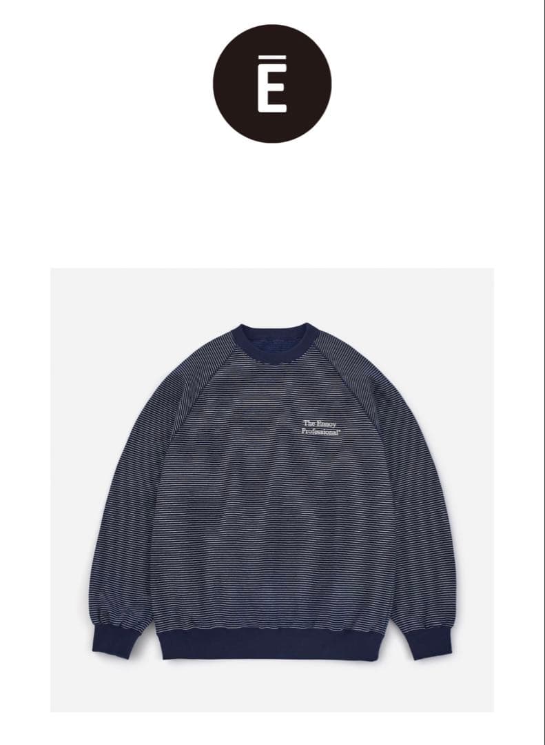 トップス ennoy BORDER CREW NECK SWEAT (NAVY) M