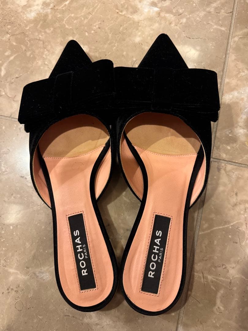 ROCHAS リボンベロアミュール　37