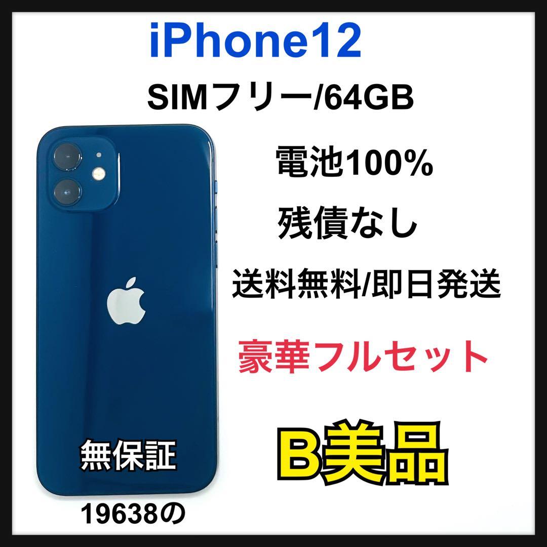【B】iPhone 12 64GB SIMフリー　ブルー　本体