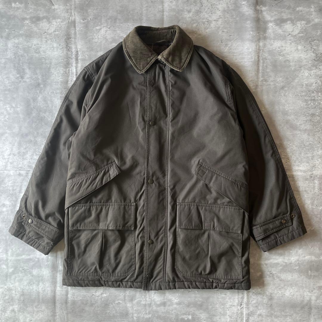 【美品】LONDON FOG ハンティングジャケット コーデュロイ襟 裏地 茶