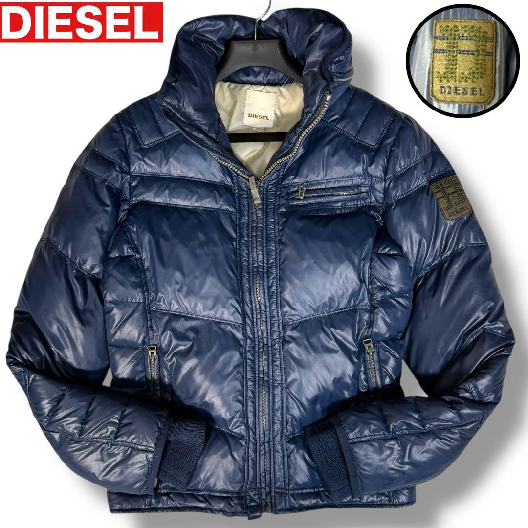 DIESEL ライダースジャケット 2way フード収納 蛇腹 ダウンジャケット