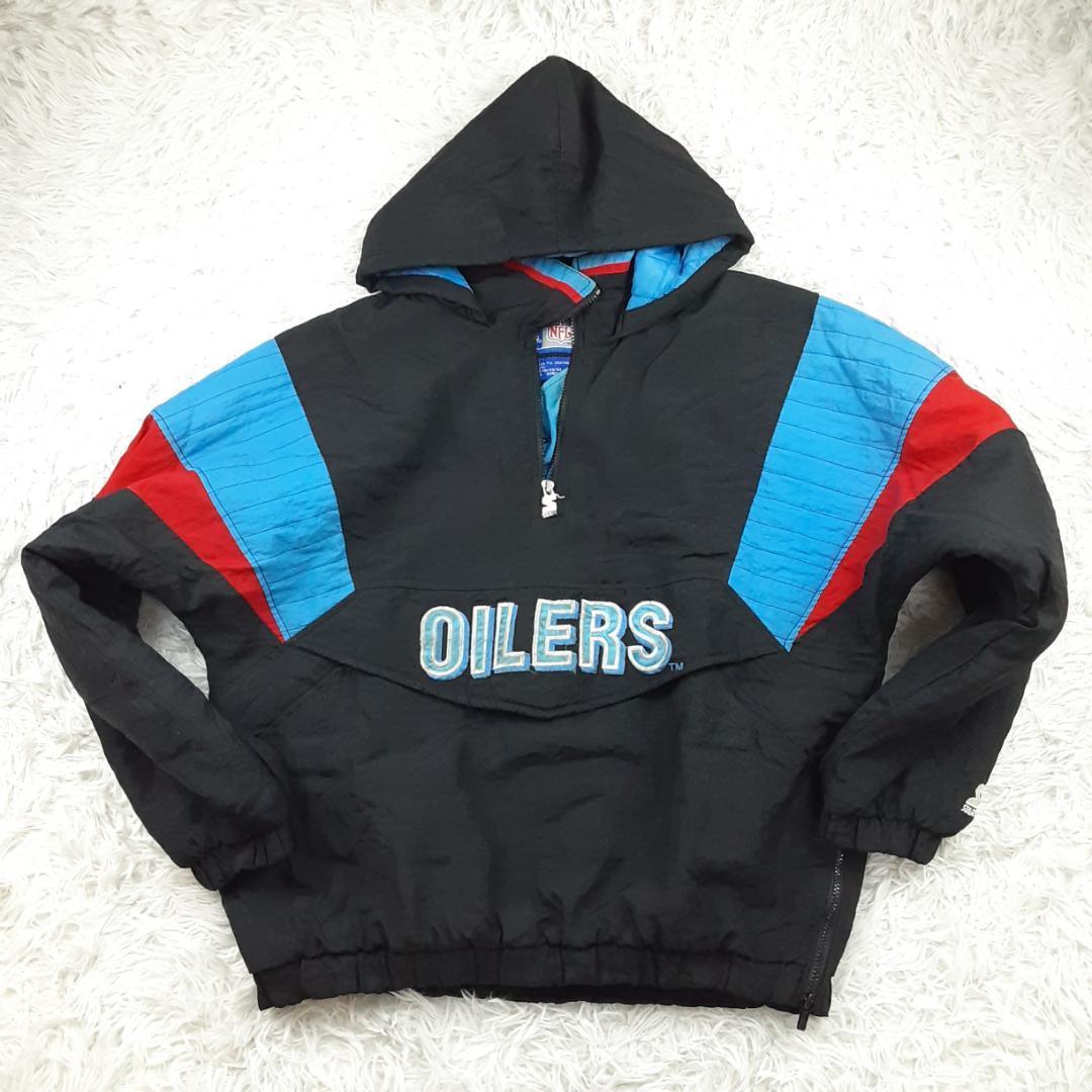 美品◎STARTER NFL OILERS プルオーバーナイロンジャケット 黒