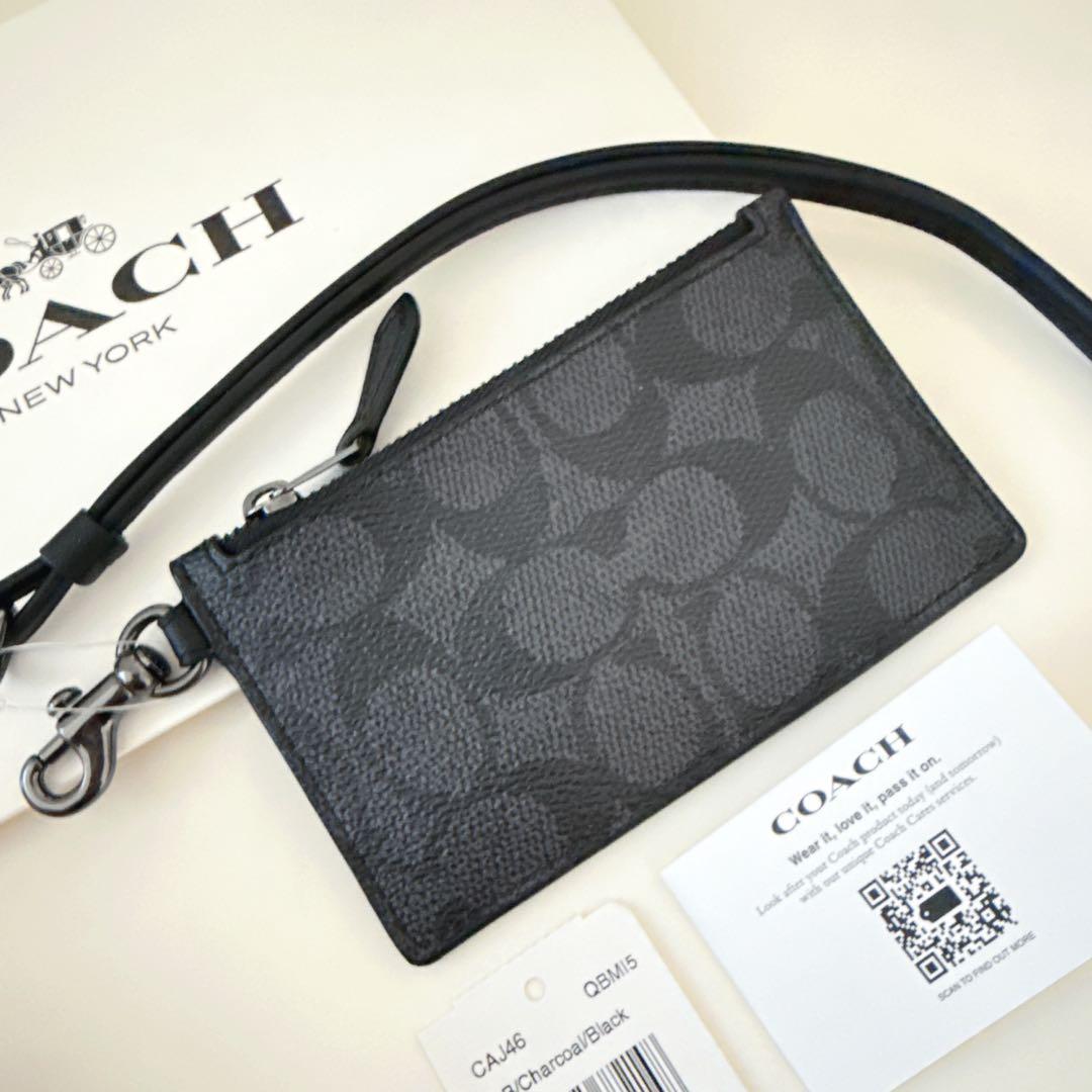 COACH コーチ　ネックストラップ付き　カードケース　パスケース　小銭入れ財布