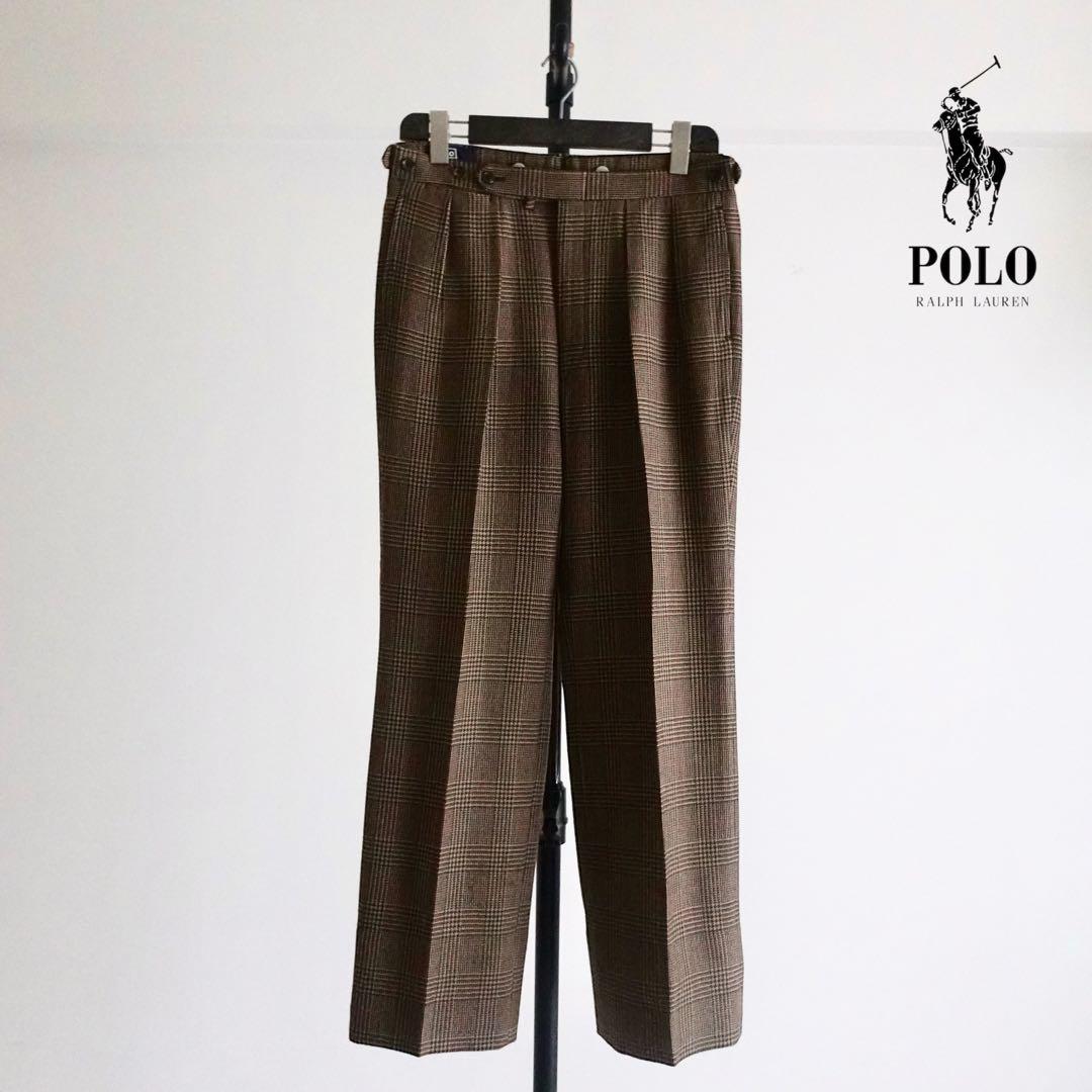 Polo RalphLauren グレンチェック　サイドアジャスタートラウザーズ
