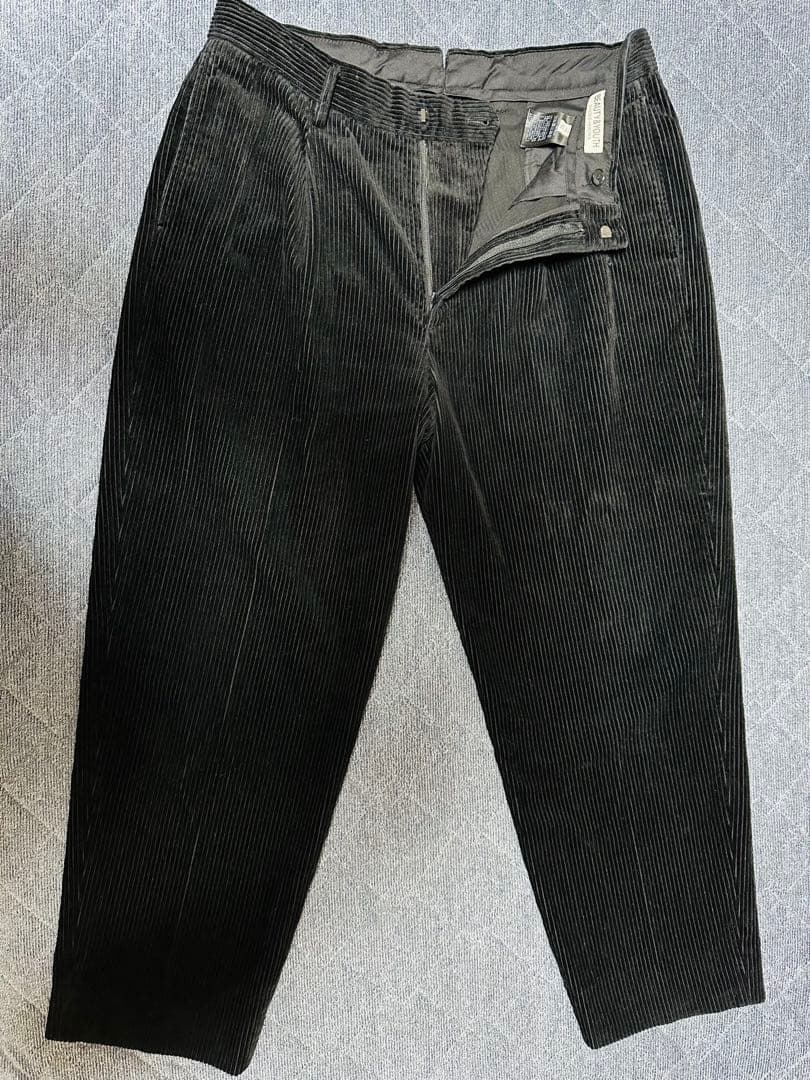 極美品❗️ユナイテッドアローズコーデュロイ綿スラックスパンツ黒極暖XLサイズ