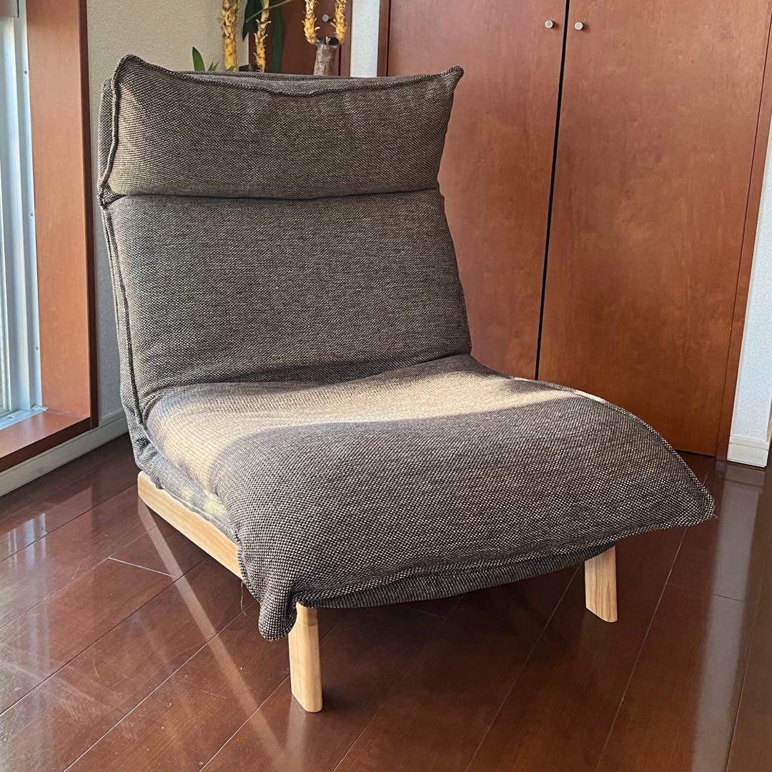 無印　ハイバックリクライニングソファ1シーター　ブラウン