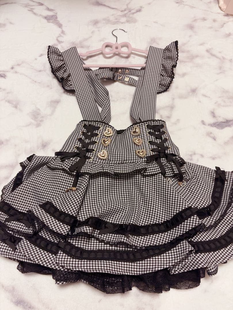 LIZLISA リズリサ はしごリボンツイードティアードスカパンチェック