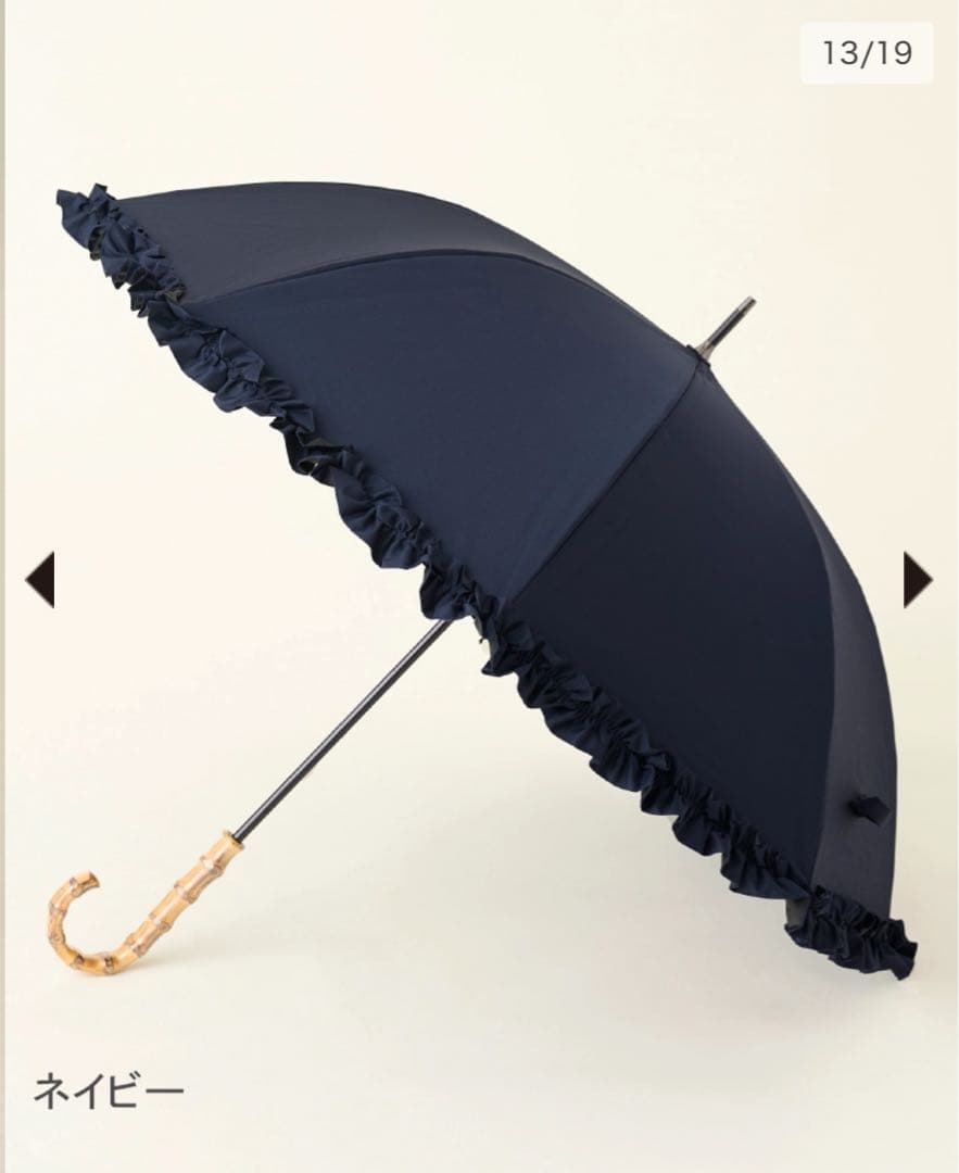 サンバリア100 日傘 Mサイズ フリル　ネイビー
