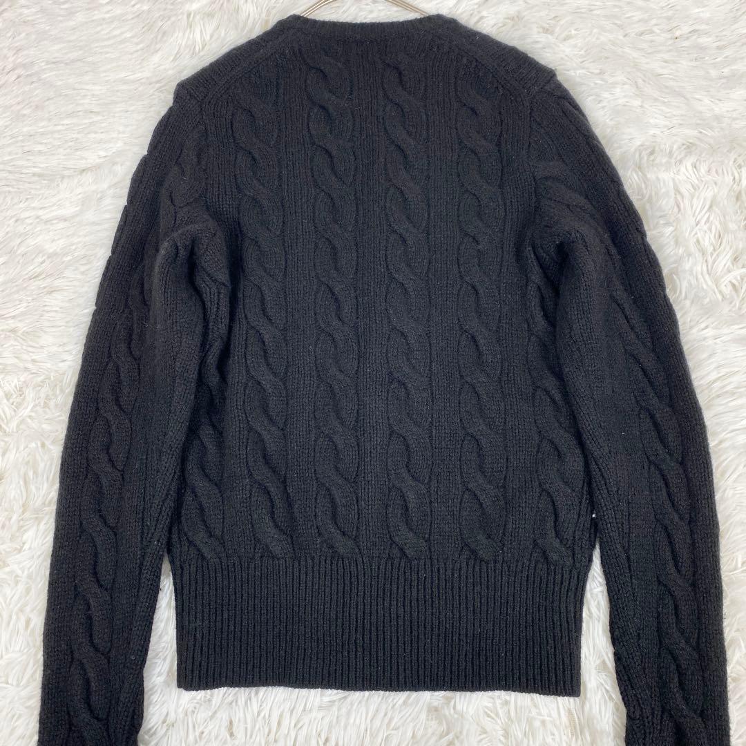 美品　ポロラルフローレン　ケーブルニット　ウール　カシミヤ カーディガン　黒