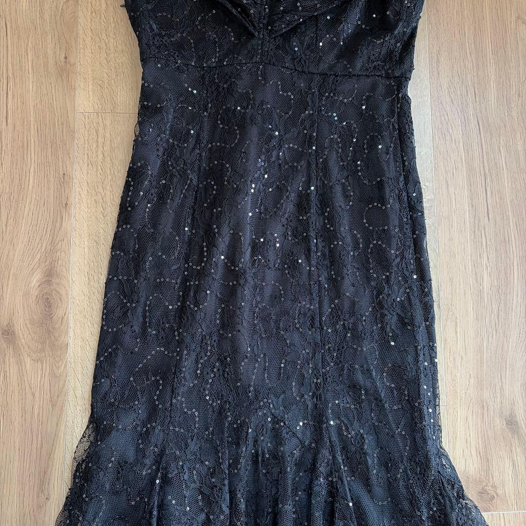 Leja 2wayレース花柄オフショルダーマーメイドワンピースドレス　黒　結婚式