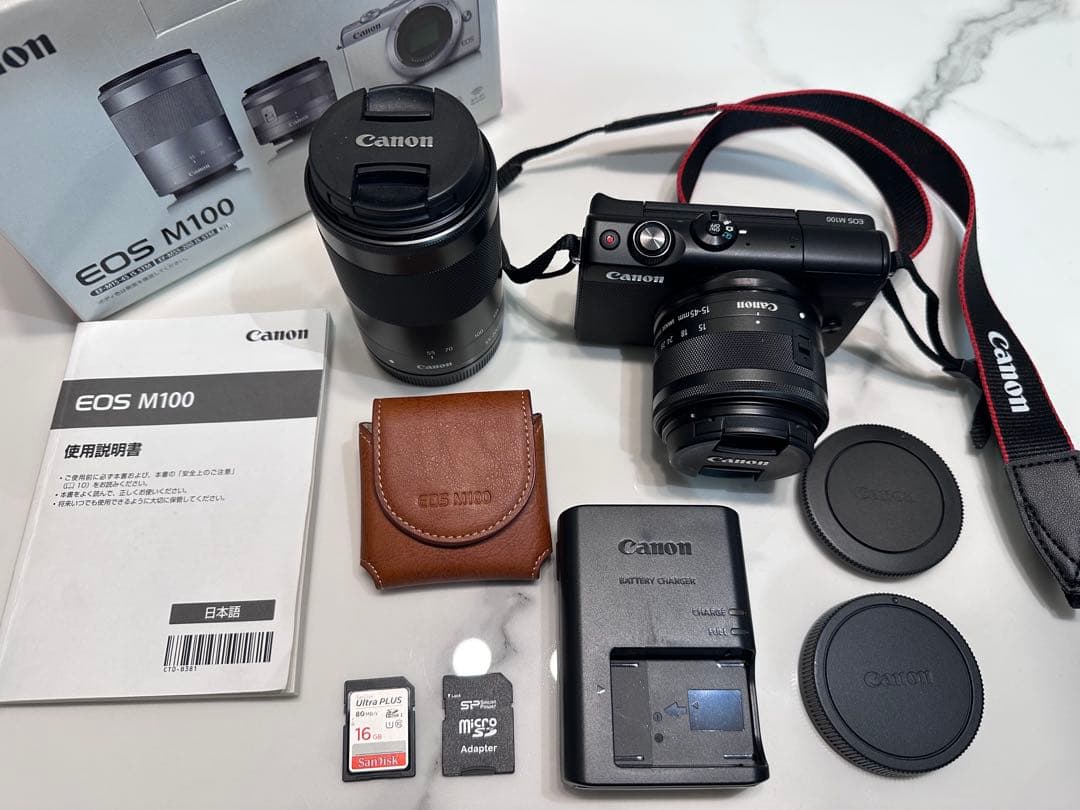 【美品】Canon EOS M100 ダブルズームレンズキット バッグ付き