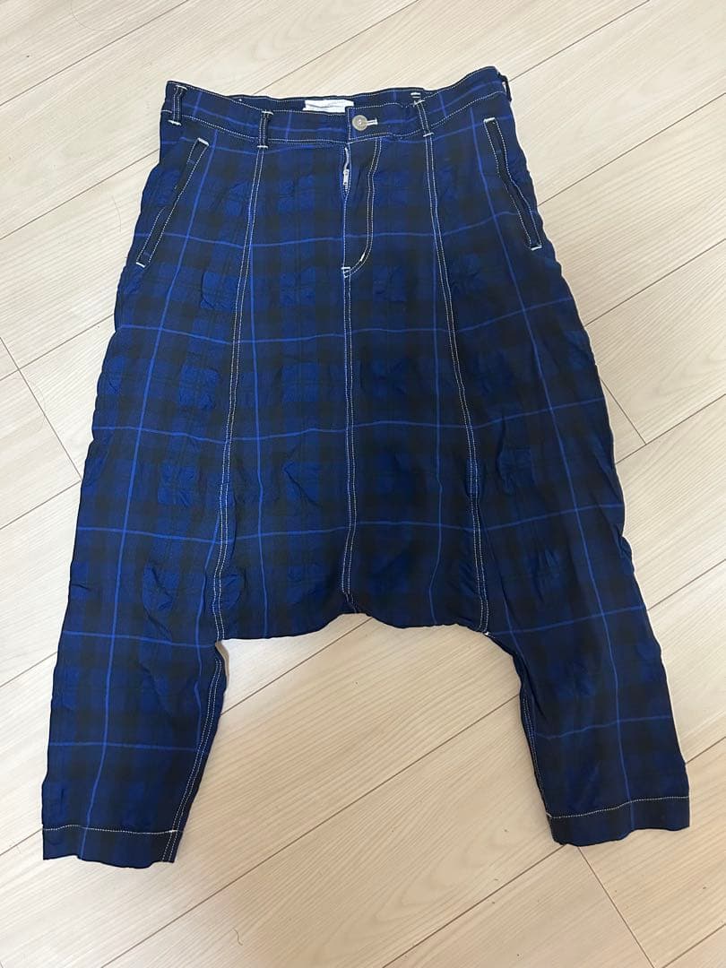本日限定 コムコム タータンチェックサルエルパンツ