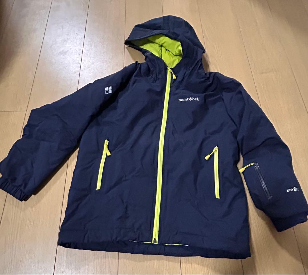 mont-bell 子ども用ウェア ネイビー/ライム140サイズ⭐︎超美品！