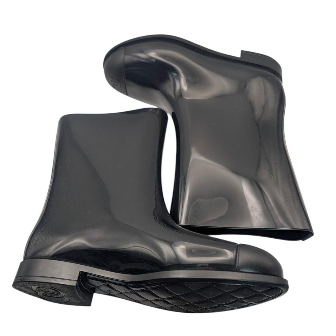 シャネル レインブーツ ココマーク ラバー ブラック 長靴 37 23cm