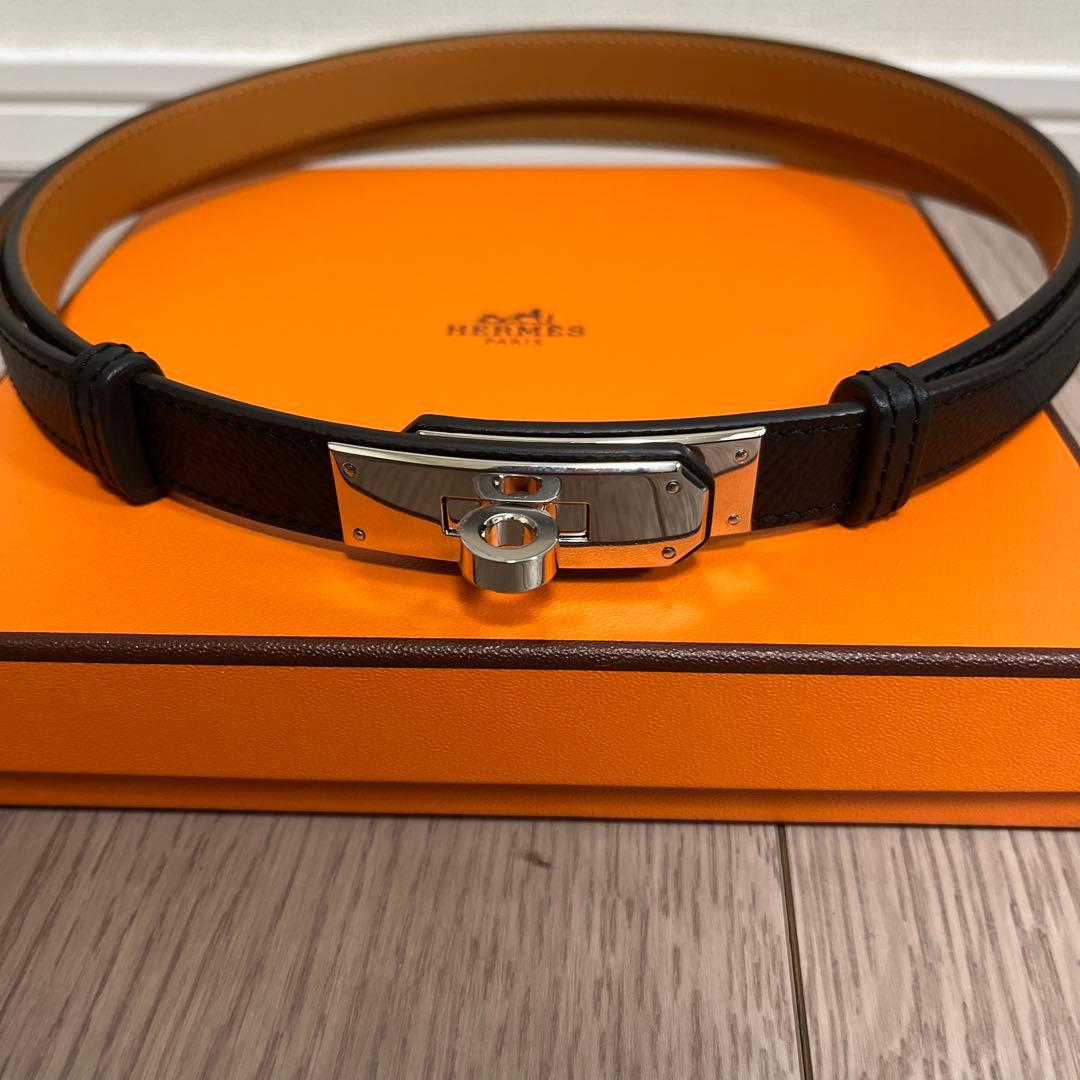 エルメス　HERMES ケリーベルト　ブラック×シルバー