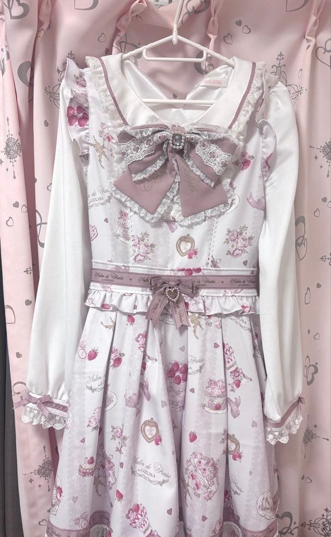 LIZLISA リズリサ Salon de Fraise柄ワンピース ピンク