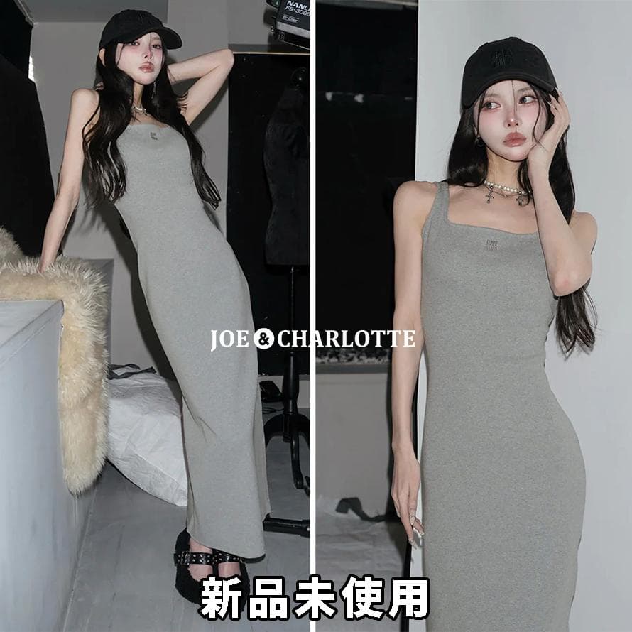 ダーリッチ darich シェイプリブカットロングワンピース グレー FS