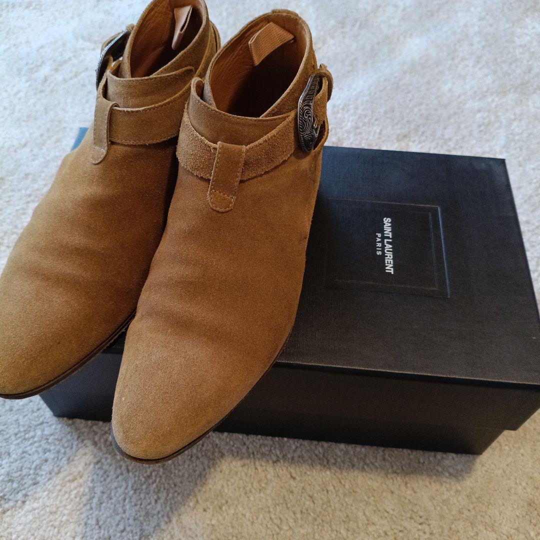 カ*ノ様 サンローラン クロップド ウエスタン ジョッパーブーツ スウェード