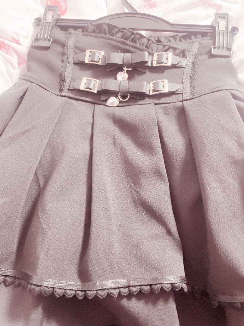 LIZLISA リズリサ 2連リボンベルトスカパン 黒