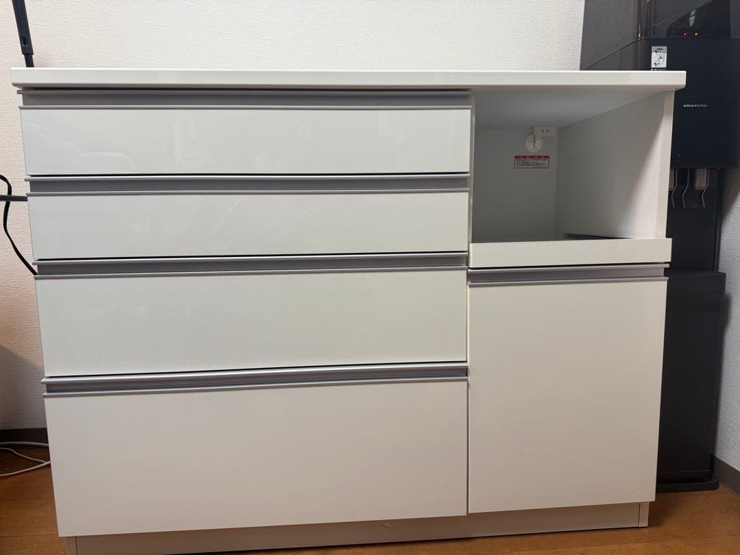 高橋木工所　ホワイトカップボード（プレファW120Mカウンター）