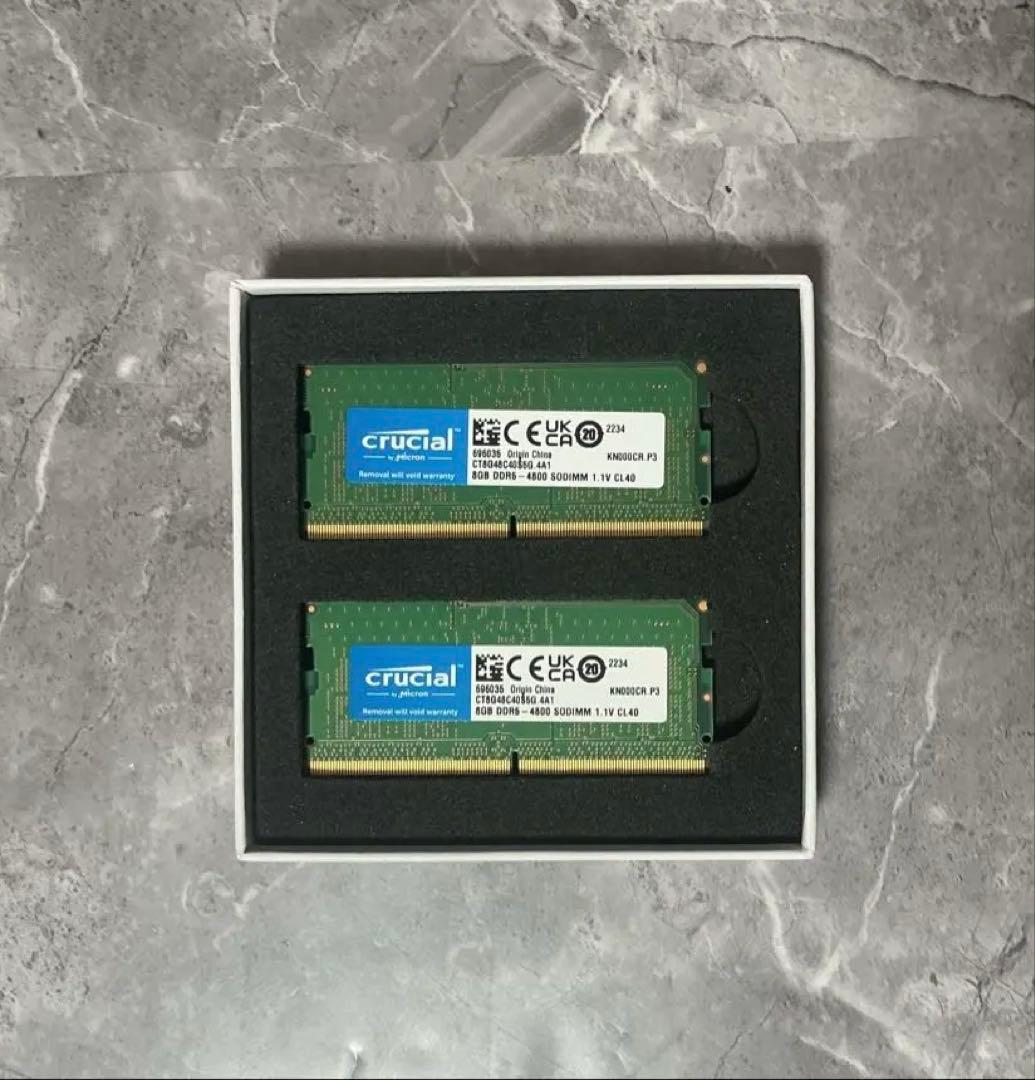 Crucial DDR5-4800 16GB SODIMM 8GBx2枚 ノート