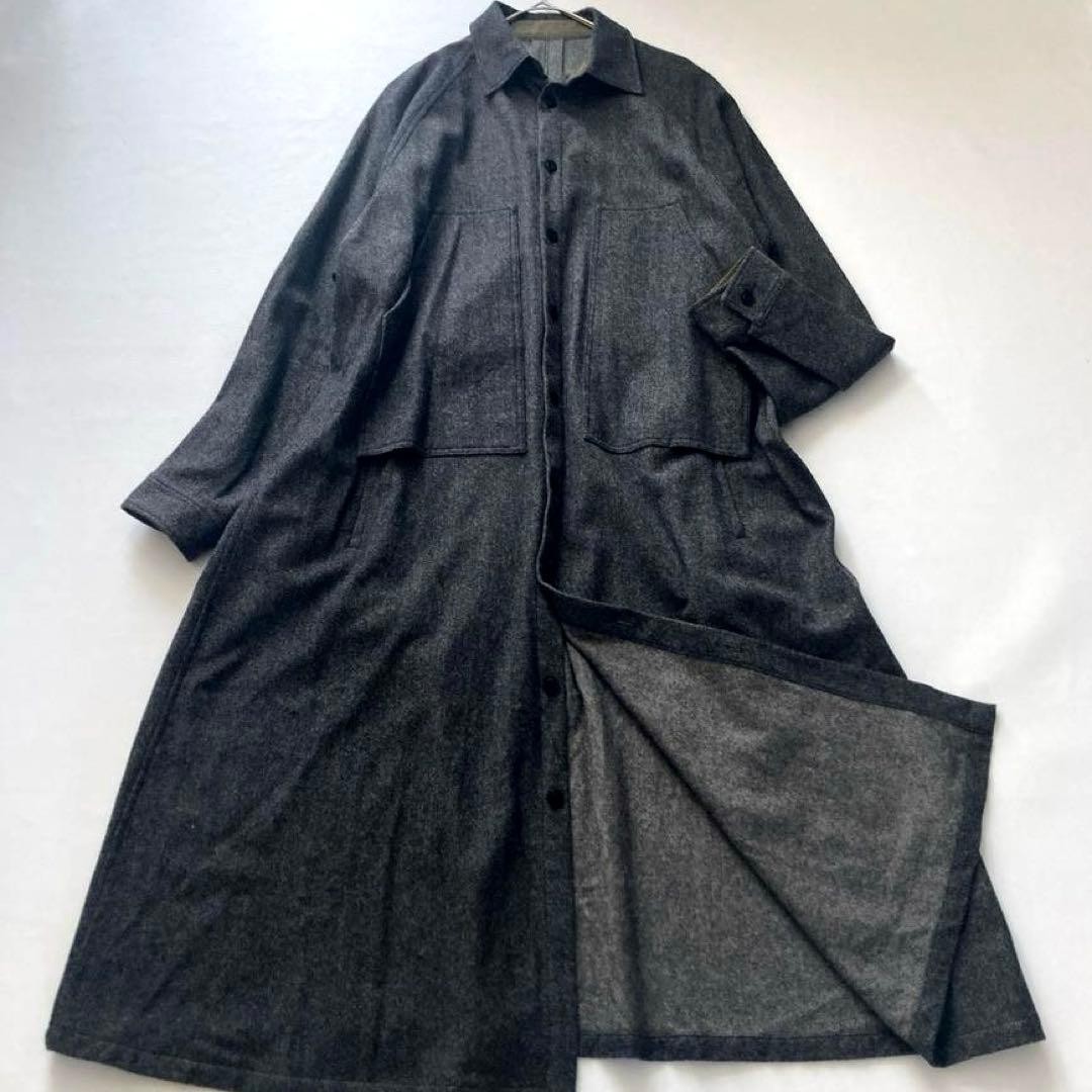 d*2様 【美品】Y's ヨウジヤマモト　ウールシャツワンピース マキシ丈 コー
