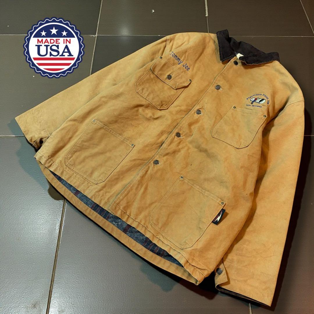 【US古着】アメリカ製　ダックジャケット　カバーオール　ブラウン　オーバーサイズ