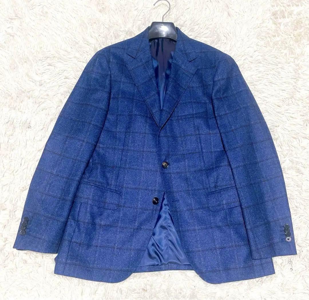 UNIVERSAL LANGUAGE REDAブルーチェックウールジャケット