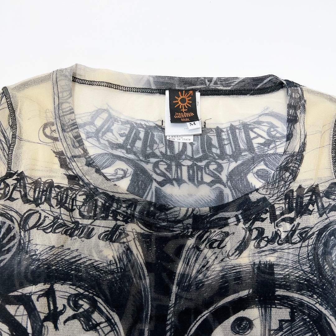 ジャンポールゴルチエ パワーネット セカンドスキン 薄手トップス 総柄 Mサイズ