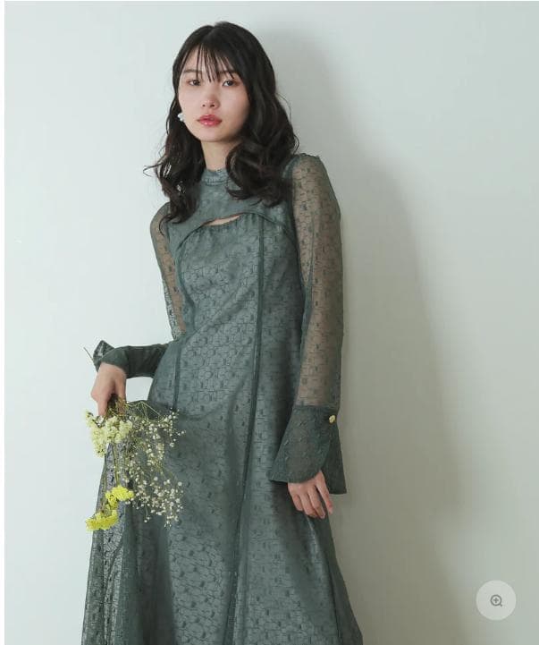 【新品】kana 幾何学柄 レース バックオープン ワンピース パーティードレス