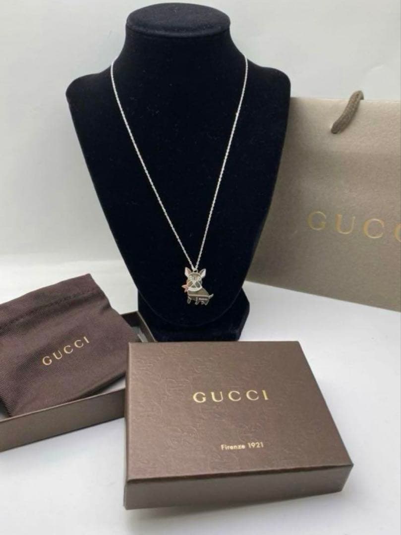 新品 GUCCI グッチ グッチョリ フレンチブル ネックレス 箱 シルバー