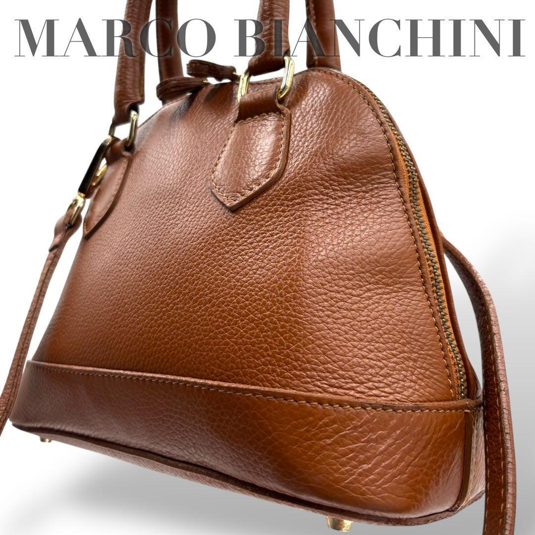 【美品】マルコビアンキーニ　2way ショルダーバッグ　バンド　ブラウン　レザー