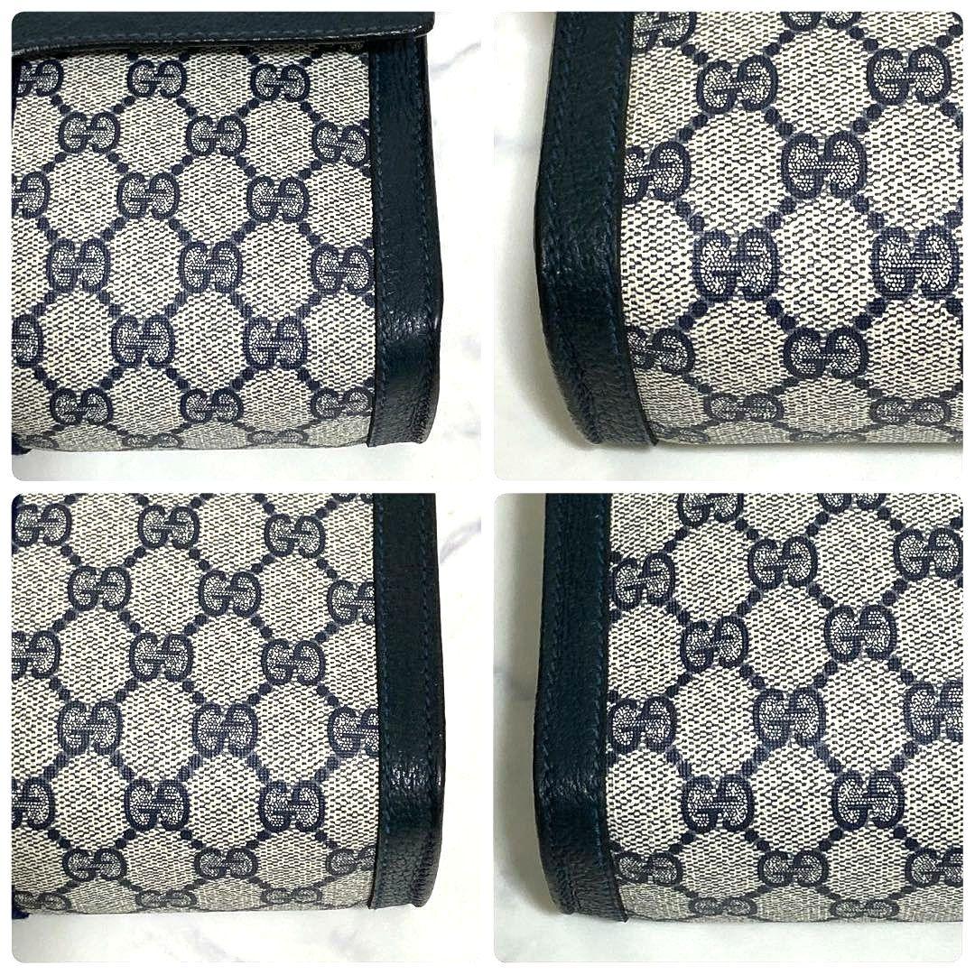 極美品 GUCCI クラッチバッグ シェリーライン インターロッキング ネイビー